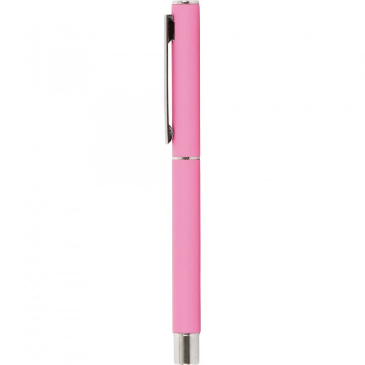 Pembe Rubber Gövdeli Metal Klipsli Lazer Baskılı Roller Kalem